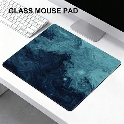 Tấm lót chuột bằng kính nghệ thuật trừu tượng, màu xanh biển sâu/xanh lá cây và vàng, mượt mà, chính xác, yên tĩnh và chống mài mòn, cảm giác mát mẻ, phù hợp cho chơi game và văn phòng, trang trí bàn làm việc nghệ thuật và quà tặng ngày lễ.