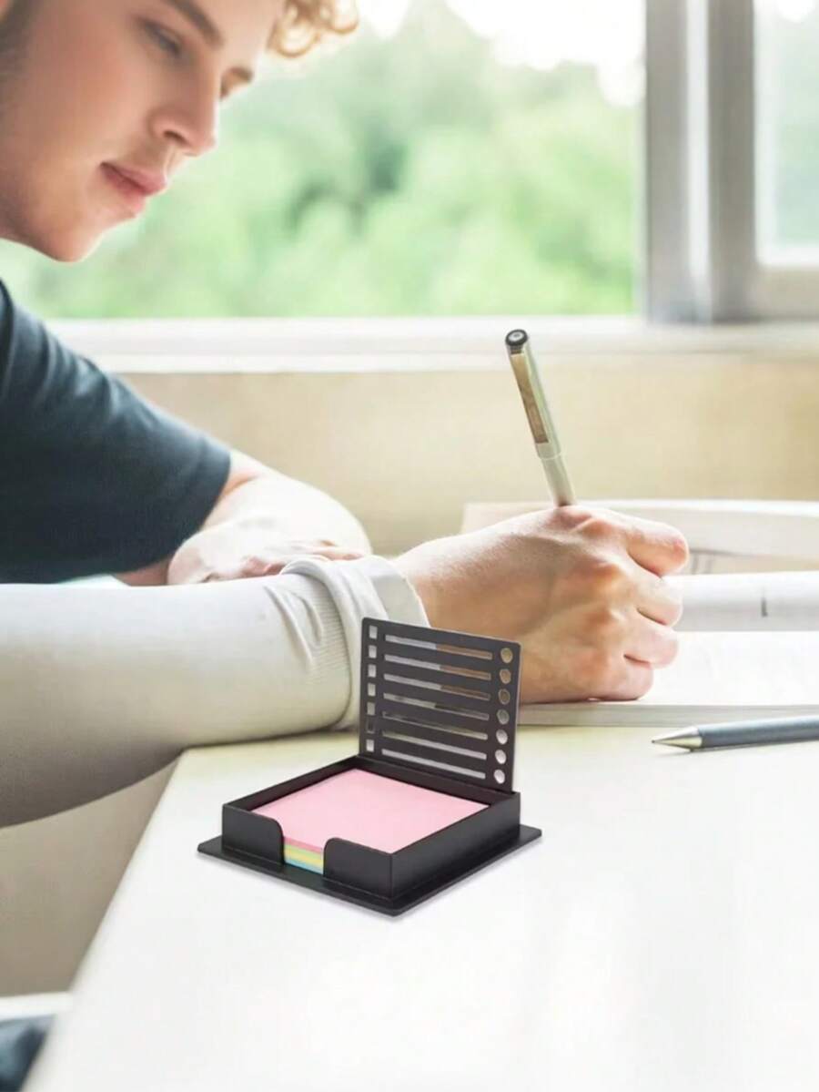 1x Sticky Note Holder With Templates - Sticky Note Template Organizer & Quick-Line Marking Dispenser