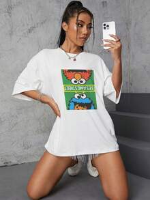 Graphic Tees Women Fifth Sun Sesame Men's Everything I Know I Learned On The Streets Short Sleeve Crew Tee Men's Summer Casual 180g Pure Cotton T-Shirt Patterned Printed Short Sleeved Top T-Shirt - 白色2 - 查看 3