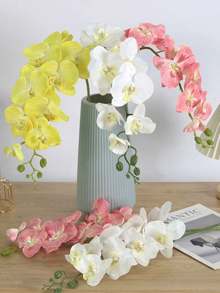 1支/10支装27英寸仿真蝴蝶兰花茎，质感逼真，适用于家居、办公室、婚礼装饰，也适合宿舍、情人节、母亲节礼物、人造植物、办公室、派对、节日、生日等多种场合，可用于家居、入口、酒店、餐厅、客厅、卧室、婚礼、厨房、花园等场所，营造装饰风格，是派对和节日装饰的理想之选。
