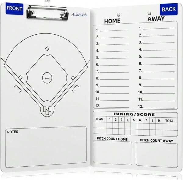 Achiwish Baseball Lineup Board, Premium Baseball Clipboard For Coaches, Waterproof Softball Lineup Boards For Dugout, Double-Sided Softball Lineup Board For Dugout With Tactics Field &Amp; Lineup Planner