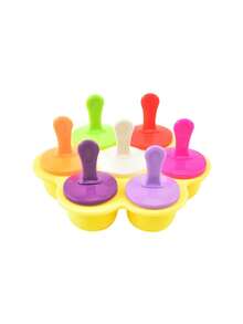 1个硅胶7孔冰格模具，多功能硅胶冰格模具，冰淇淋模具，自制冰格模具，家用多功能冰淇淋模具，制冰器，厨房用具，冰棒，水果，冰淇淋，冰块，蛋糕，食品，冰格，家居用品，夏季厨房用具 - 彩色 - 查看 6