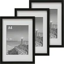Cispree A4 Photo Frame-Black(3Pack), Solid Wood Picture Frame For 11.69x8.27 Inc - Default - View 3