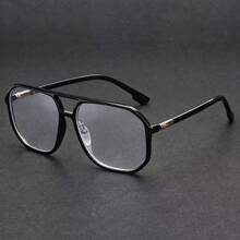 1 Pair Men's Casual Square Plastic Fashion Flat Glasses Suitable For Daily Use/Travel/Cycling - Clear - View 10