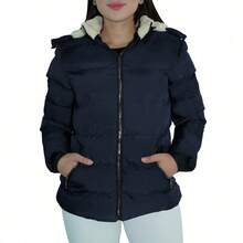 Shendy Vendy Women's Jacket Warm Polyester With Fur-Like Collar - Dusty Blue - View 6