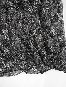 EARO Women's Chiffon Long Floral Dress, Layered Ruffle Design, Non-Stretch Fabric, Creates Elegant & Fashionable Look - Black - View 8