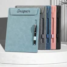 Customized Text Logo Magnetic Loose-Leaf Binder A4 File Folder, Built-In Pen Holder, Customized Logo Leather Conference Pad Clipboard, Business Loose-Leaf Organizer, Magnetic Closure, Name Tag Style Label, Corporate Gift, Portable Writing Pad, Multi-Function Business Card Holder, Business Office Organizer, High-End Business Gift Customization - Multicolor - View 3