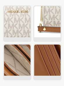 Michael Kors MK Jet Set Monogram Ultra Slim Thin Women Wallet RFID Blocking Credit Card Holder Bifold Long Ladies Billfold Zipper Around Wallet - White - View 3