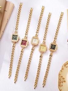 Women's Fashion Creative Multifunctional Compact Quartz Watch, Suitable For Daily Wear, Birthday Gift, Back To School, Thanksgiving, Romantic Occasions, Perfect Gift - Gold - View 7