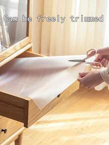 1 Roll Thick Transparent Polka Dot Pattern Anti-Fouling Anti-Slip Drawer Liner, Suitable For Kitchen Cabinet, Fridge, Easily Washable EVA Mat, Cuttable - White - View 4