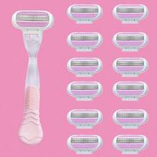 Dụng cụ triệt lông, bộ đồ du lịch, máy cạo lông vùng bikini chuyên dụng cho nữ, lưỡi dao an toàn ba lớp, đầu lưỡi thay thế được dùng cho vùng kín, nách và chân. - Màu Hồng baby - Xem 9