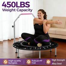 2026 New Model 450LBS Foldable And Portable Mini Rebounder Trampoline For Adults  ,Fitness Trampoline With Bungees, Adjustable Handle, Stable & Quiet, Whole-Body Workout & Relaxation At Home, Outdoor Or Indoor/Garden Workout - Black - View 6