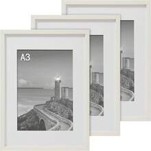 Cispree A3 Photo Frame-White(3Pack), Solid Wood Picture Frame For 16.5x11.7 Inch - Default - View 2
