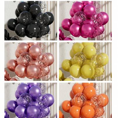 Set de 35 piezas/55 piezas de globos de látex y lentejuelas de globos de colores surtidos, adecuado para compromiso, cumpleaños, aniversario, propuesta, corona de globos, boda, despedida de soltera, celebración en el hogar, fiesta de cumpleaños, fiesta de cumpleaños de princesa, ducha nupcial, sesión fotográfica de influencer al aire libre, Día de la Madre, confesión, decoración de bar, decoración de ceremonia de revelación de género, celebración de graduación, decoración de sorpresa de cita, suministros de decoración de fiesta