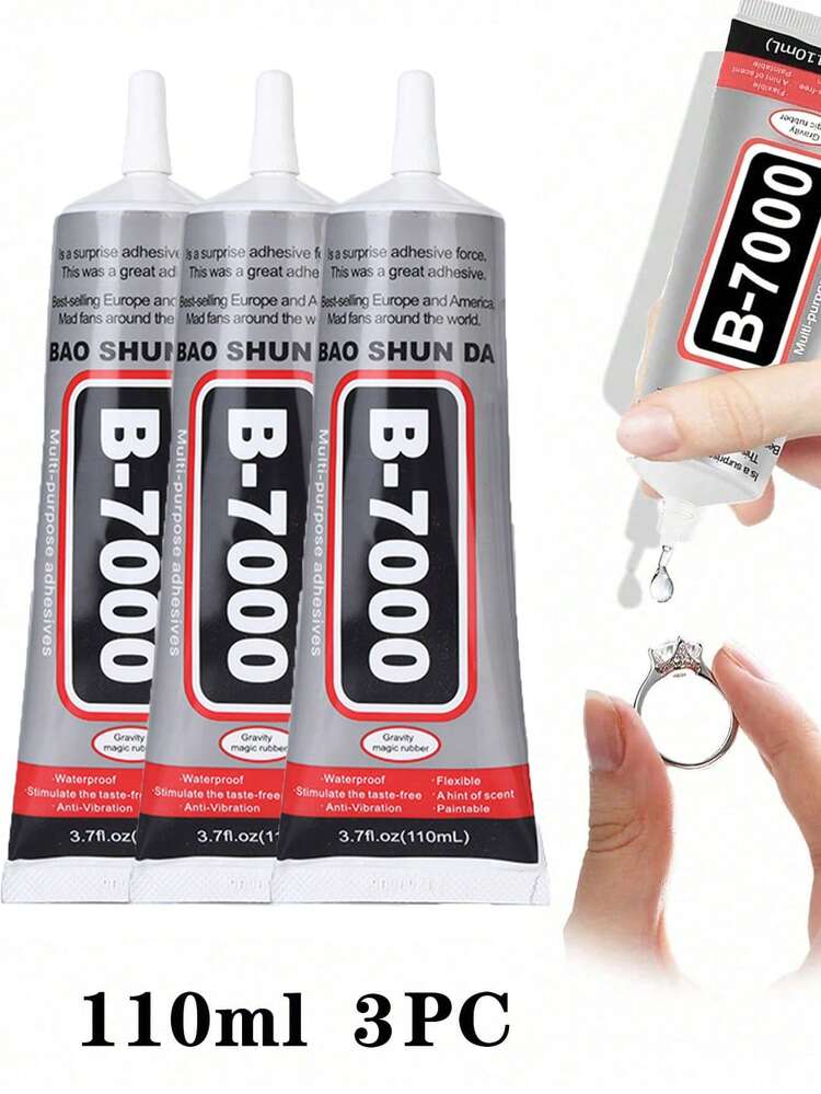 Pegamento de Rhinestones B7000 para manualidades, pegamento súper para joyería B-7000 transparente, adhesivo industrial para tela, reparación de teléfonos, elaboración de joyería, cristales y gemas - Multicolor - Añade 15