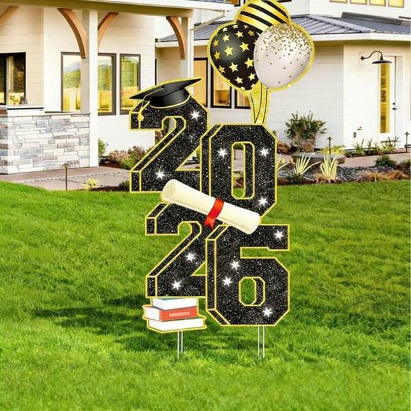 2026 New Arrival Graduation Season Garden Stake Sign, Outdoor Lawn Large Congratulatory Graduation Party Decor