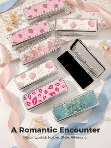 1 pezzo Organizer rettangolare per rossetti placcato argento (Organizer per rossetti con stampa famosa, specchio, scatola per gioielli, organizer elegante e alla moda per cosmetici, borsa per cosmetici, organizer per rossetti (adatto per lucidalabbra, rossetto, balsamo labbra, olio per labbra, lucidalabbra) Regalo perfetto per famiglia, amici, colleghi e persone care! Compleanno, vacanze, viaggi, omaggi, viaggi, roba economica, articoli da viaggio essenziali - Multicolore - Visualizzare 1