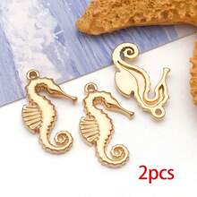 2pcs Gold Summer Ocean Charm Sea Theme Marine Life Charms Starfish Shell Charm Pendant For DIY Christmas Earring Bracelet Jewelry Making Supplies Crafts - Gold - View 18