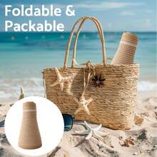 Women's Foldable Wide Brim Sun Hat Set (Foldable & Packable, Suitable For Travel, Sun Hat) - 1 Khaki Piece - View 5