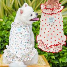 1 pieza Vestido de princesa de verano para mascotas, ligero y transpirable con volantes y estampado floral - Multicolor - Ver 1