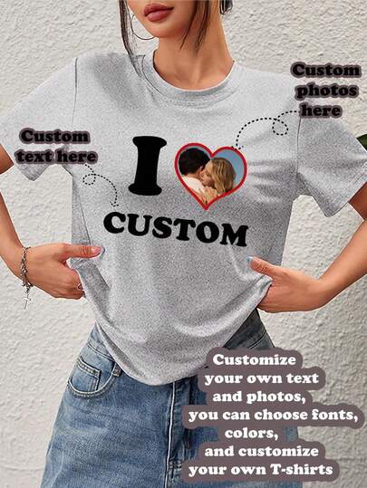 Áo thun thể thao nữ tay ngắn cổ tròn thiết kế theo yêu cầu, thích hợp làm quà tặng cho bạn gái, cho buổi hẹn hò, chơi thể thao và các dịp khác.