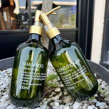 16.91oz 3-Piece Set - Deep Green, Features Text Print, Includes Interchangeable Shampoo, Conditioner And Body Wash, Equipped With Leak-Proof Pump Head, And Slanted Shoulder Design - Army Green - View 7