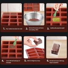 迷你面包模具硅胶长方形巧克力模具，适用于面包巧克力 - 彩色 - 查看 3