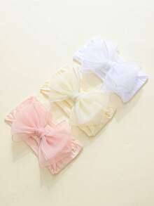 3 piezas/Paquete Diademas elásticas suaves de varios colores para bebé, transpirables, adecuadas para todas las estaciones, regalo perfecto, ideal para fotos - Multicolor - Ver 1