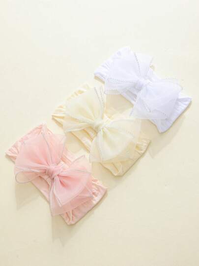 3pcs/Set Colorful Infant/Toddler Double-Layer Bow Headbands, Super Cute & Fashionable, Suitable For All Seasons, Great Gift & Photo Prop For Casual, Home, Vacation, Sports, Retro, Elegant, Cute, Collegiate Styles