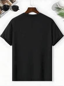 Plus Size Casual Skull Print Tee For Women, Black Short Sleeve Round Neck T-Shirt, Summer Fashion Top With 'Beautiful Disaster' Slogan - 黑色 - 查看 3