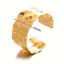 1pc 18K Platinum Plated Stainless Steel Open Bracelet With Concave And Convex Design Suitable Parties, Dates, Office Wear Valentine's Day Accessories - 彩色 - 查看 3
