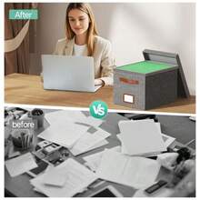 Caja de archivos para colgar caja organizadora de archivos con tapa carpetas decorativas de tamaño carta con riel deslizante de plástico integrado de una sola pieza gris 13.2 x 10.1 x 10.1 - Gris - Ver 5