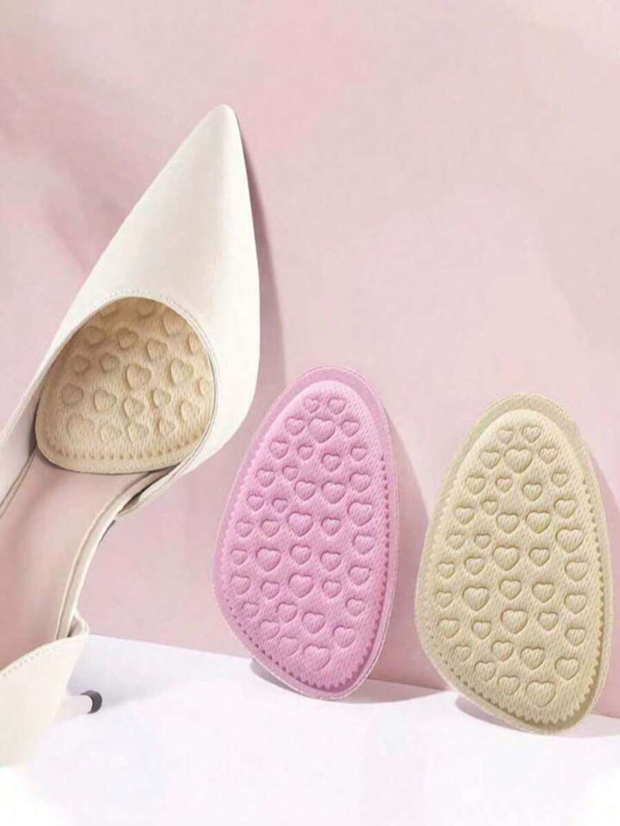 Comfortable High Heel Insoles, Anti-Slip Forefoot Pads, Soft Cushion Reduces Foot Fatigue, Converts Half Size - Apricot - View 1