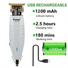 Kemei 1 máy cắt tóc điện KM-1931 dành cho nam, bộ dụng cụ cắt tóc chuyên nghiệp, điều chỉnh chính xác, máy tỉa tóc không dây. - Xám - Xem 6