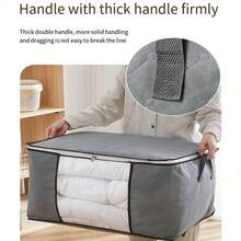 Large Capacity Transparent Window Storage Box (1 Piece/Multiple Packs), Wardrobe Organizer And Storage Bag, With Collagen Handles And Reinforced (Grey) For Bedroom Wardrobes. - Light Grey - View 3