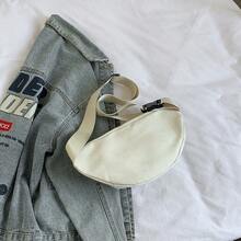 Bolso de pecho de nailon minimalista y versátil, nueva riñonera casual cruzada, bolso bandolera pequeño y ligero para el transporte diario para mujeres - Blanco - Ver 3