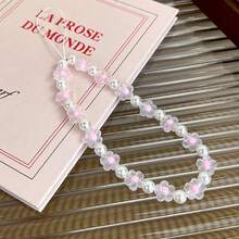 1pc Fashionable Flower & Faux Pearl Beaded Lanyard, Elegant Phone Strap & Bag Charm - Multicolor - View 4