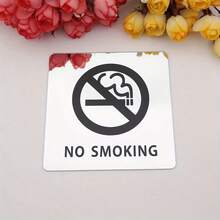 Durable Non-Fading No Smoking Sign, Reflective Stainless Steel No Smoking Label, Fashionable Commercial Wall Decor Sign Suitable For Restaurants, Shops And Offices - A - View 11