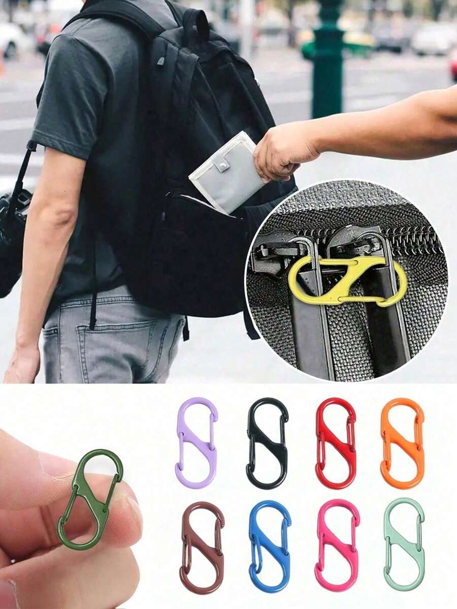 10个装男女通用防盗拉链锁,易拉设计,有效防止拉链被打开,适用于背包、行李箱、手提包、钱包等,多功能S型扣,适合旅行、露营、户外活动、海滩度假、返校等多种场合,是旅行必备品。 - 彩色 - 查看 1