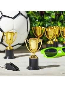 6 piezas de Trofeos Miniatura de Plástico para Regalos de Fiesta, Accesorios, Recompensas, Artículos de Premio, Competencias de Jóvenes y Adultos - Ver 2