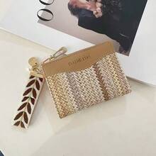 极简编织吊坠钱包，女士短款纤薄卡包二合一，新款学生零钱包配珍珠链 - 彩色 - 查看 6