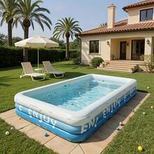 1 pieza Anillo inflable de natación de 3 capas y gran tamaño, piscina inflable gruesa para interiores/exteriores, piscina inflable de PVC, piscina portátil y plegable para verano, patio, jardín, camping, fiesta acuática familiar, múltiples tamaños, para refrescarse en verano - Reino Secreto del Glaciar - Ver 4