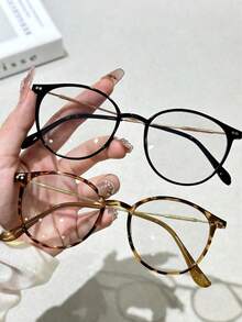 2 Cặp kính thời trang gọng tròn, họa tiết da báo dễ thương, đổi màu tự động, kiểu dáng thường ngày, thích hợp cho mùa xuân/hè. - 2 chiếc họa tiết da báo đen - Xem 2