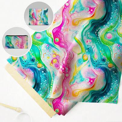 1pc 57x19.68in Tie Dye Pattern Quilting 100% Cotton Fabric - Pre-Cut Craft Fabric With Gradient Color Designs, Vibrant Colors For DIY Projects, Handmade Quilts, Sewing Supplies & Accessories, Perfect For Crafters, Crafting Supplies, Playful Design