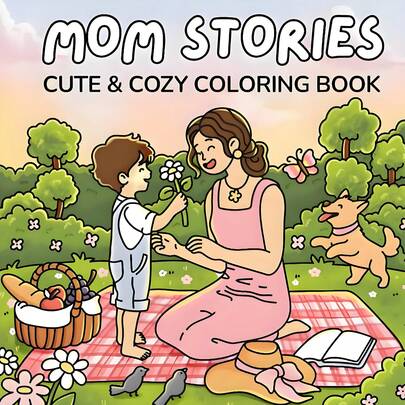 Mom Stories:Simple And Bold Patterns For Adults And Kids, Cute Coloring Book, Perfect Gift For Easter, Mother's Day, Father's Day, Children's Day, Back-To-School, And Birthdays. Cute Scenes For Relaxing Coloring, Ideal For Friends Who Love Coloring And Back-To-School Vibes (Cozy Space Coloring). School, Colouring Books, Stationery, Easter Gifts, Room Decor, K-Pop, School Supplie, Office Supplies, Gifts, Party Bag Fillers, Toys.