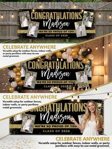 1 biểu ngữ chúc mừng tốt nghiệp năm 2026 có thể tùy chỉnh, cá nhân hóa với tên và ảnh chân dung, biểu ngữ vinyl chủ đề tốt nghiệp độc quyền, hình nền tốt nghiệp có thể tùy chỉnh, bảng tốt nghiệp cá nhân hóa với ảnh, biểu ngữ với văn bản và hình ảnh tùy chỉnh. - Nhiều màu - Xem 5