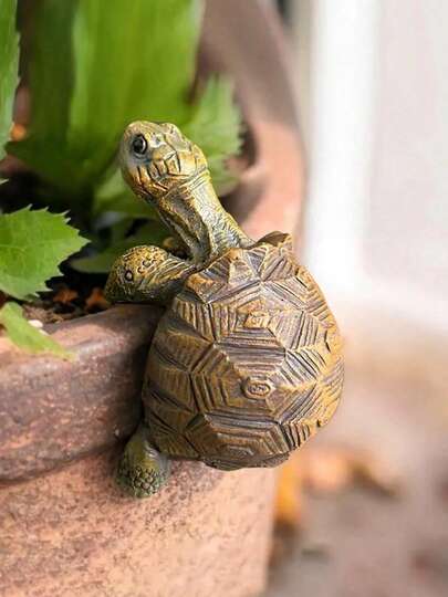1PC Resin Tortoise Planter Pot Hanger Figurine Cute Animal Ornament For Garden And Yard Decor
