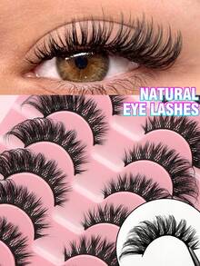 10对俄罗斯仿貂毛假睫毛，D卷蓬松假睫毛，浓密卷翘假睫毛，睫毛嫁接，化妆假睫毛 - 黑色 - 查看 6