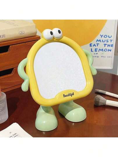 Cute Adjustable Angle HD Glass Makeup Mirror, Portable Desktop Mirror With Adorable Animal & Face Patterns, Adjustable Stand Makeup Mirror For Dressing Table & Bedroom, Easy Clean Bathroom Vanity Mirror, Home & House Essentials, Ideal Gift For Birthday, Valentine's Day, Christmas, Halloween, For Friends, Family, Girls & Women