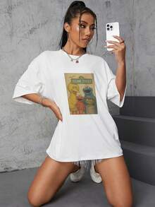 Graphic Tees Women Fifth Sun Sesame Men's Everything I Know I Learned On The Streets Short Sleeve Crew Tee Men's Summer Casual 180g Pure Cotton T-Shirt Patterned Printed Short Sleeved Top T-Shirt - 白色12 - 查看 4